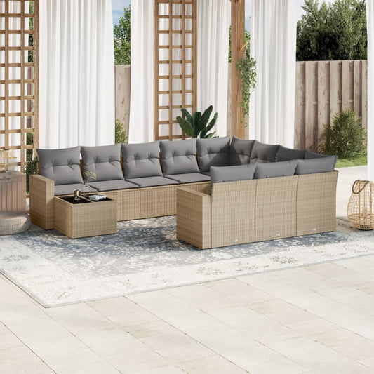 11-delige Tuinset met kussens poly rattan beige is nu te koop bij PeponiXL, paradijselijk wonen!