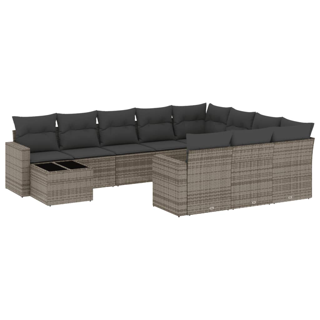 11-delige Loungeset met kussens poly rattan grijs is nu te koop bij PeponiXL, paradijselijk wonen!