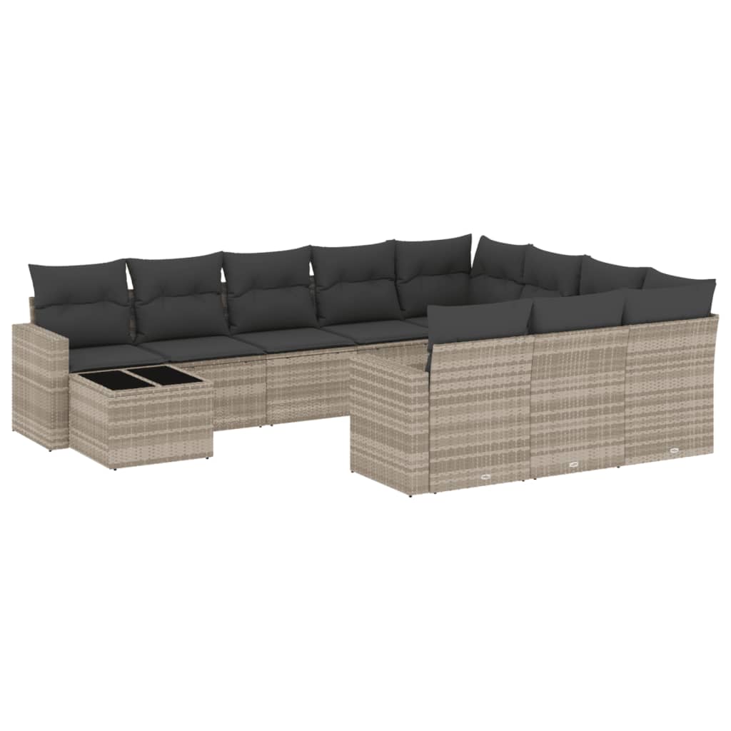 11-delige Loungeset met kussens poly rattan lichtgrijs is nu te koop bij PeponiXL, paradijselijk wonen!