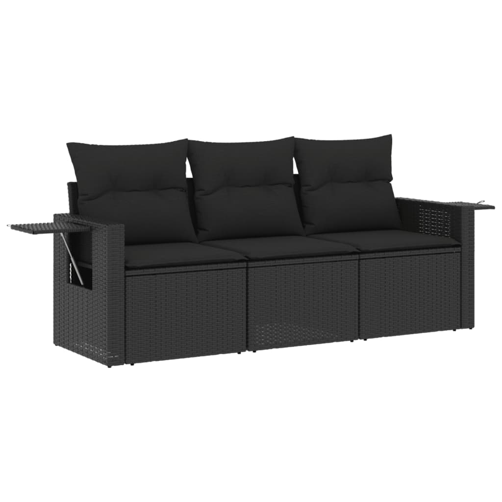 3-delige Loungeset met kussens poly rattan zwart is nu te koop bij PeponiXL, paradijselijk wonen!