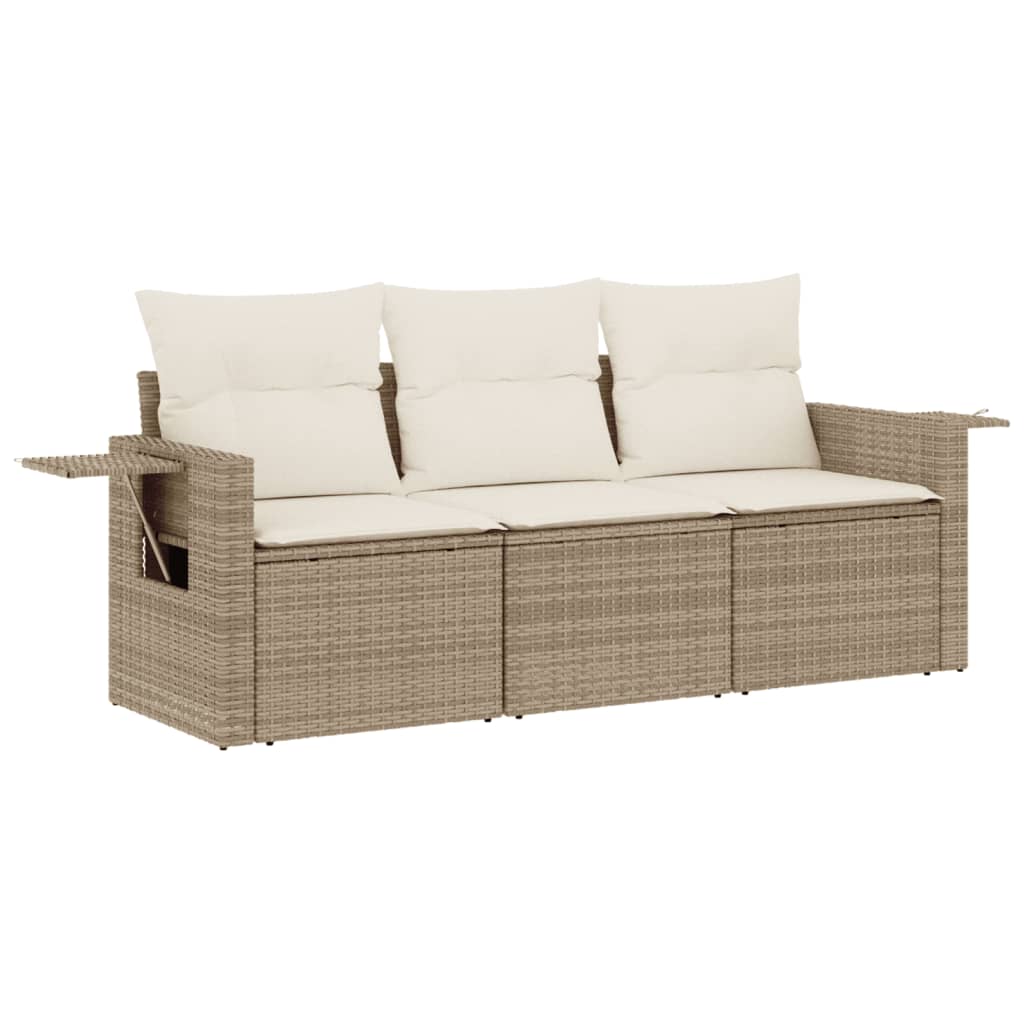 3-delige Loungeset met kussens poly rattan beige is nu te koop bij PeponiXL, paradijselijk wonen!