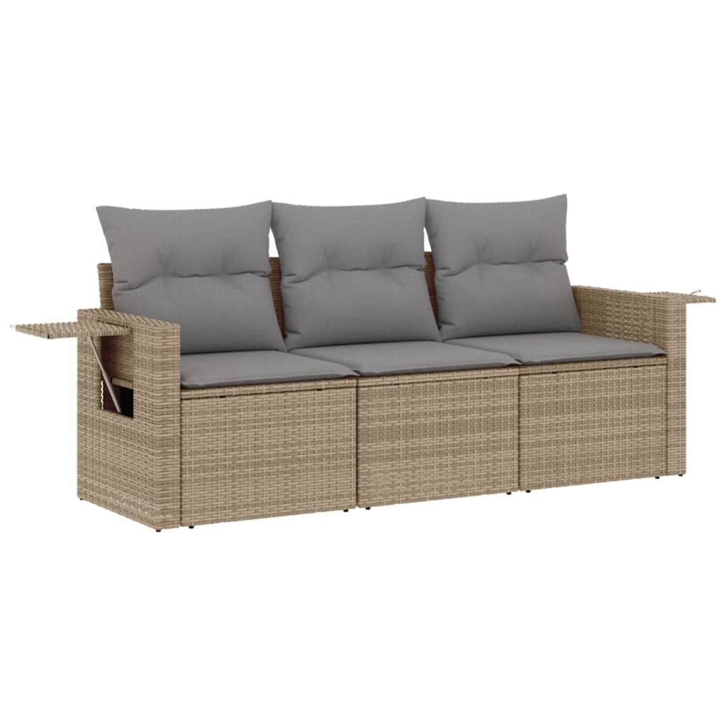 3-delige Loungeset met kussens poly rattan beige is nu te koop bij PeponiXL, paradijselijk wonen!