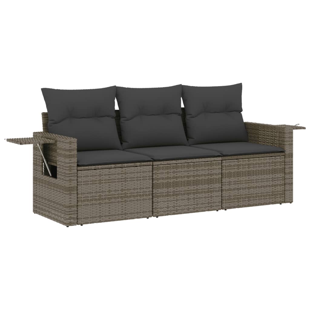 3-delige Loungeset met kussens poly rattan grijs is nu te koop bij PeponiXL, paradijselijk wonen!