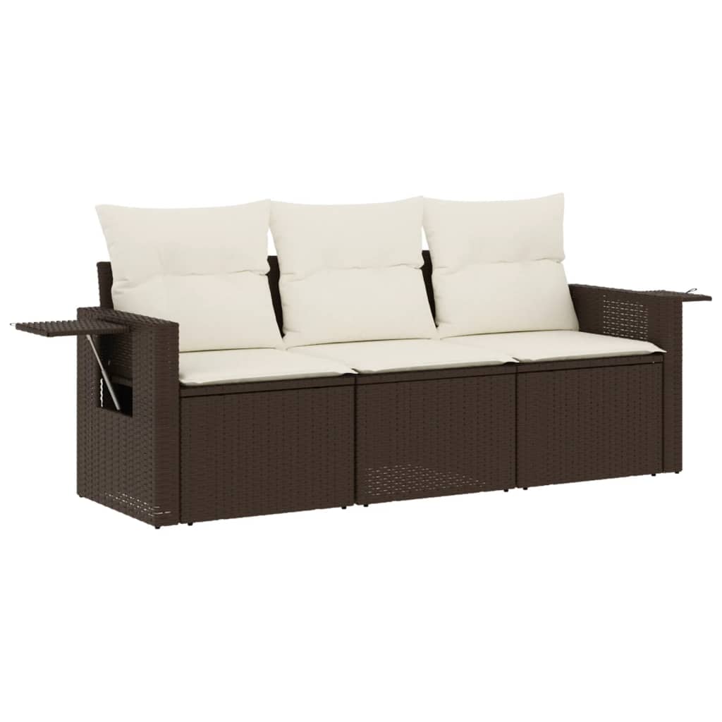 3-delige Loungeset met kussens poly rattan bruin is nu te koop bij PeponiXL, paradijselijk wonen!