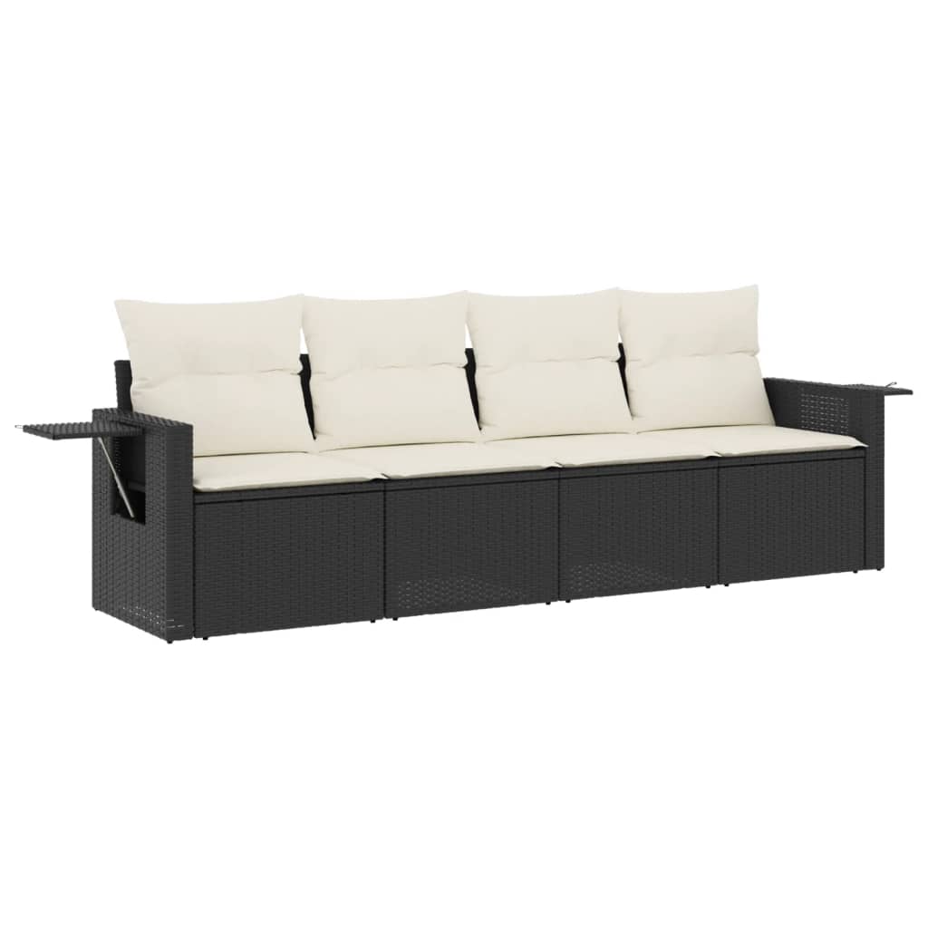 4-delige Loungeset met kussens poly rattan zwart is nu te koop bij PeponiXL, paradijselijk wonen!