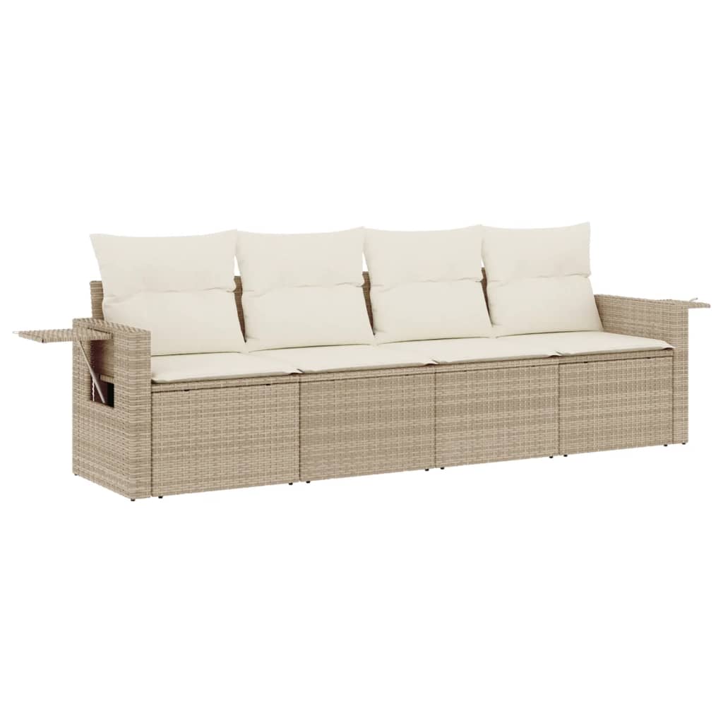 4-delige Loungeset met kussens poly rattan beige is nu te koop bij PeponiXL, paradijselijk wonen!