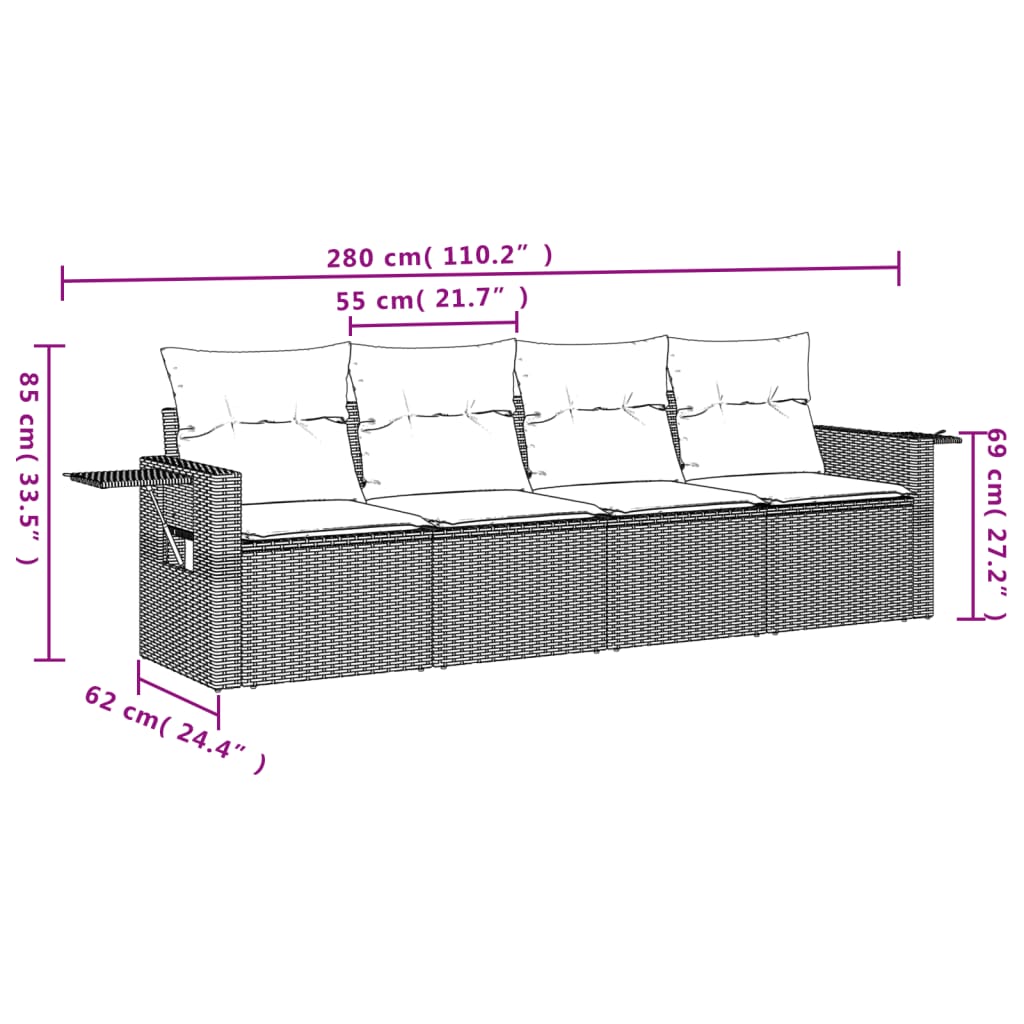4-delige Loungeset met kussens poly rattan beige is nu te koop bij PeponiXL, paradijselijk wonen!