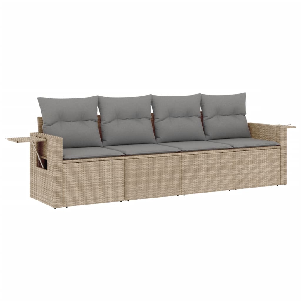 4-delige Loungeset met kussens poly rattan beige is nu te koop bij PeponiXL, paradijselijk wonen!