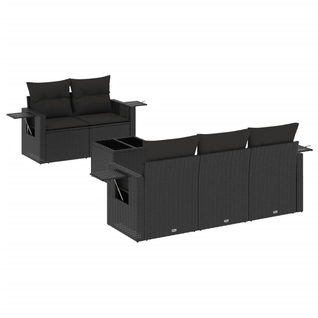 6-delige Loungeset met kussens poly rattan zwart is nu te koop bij PeponiXL, paradijselijk wonen!
