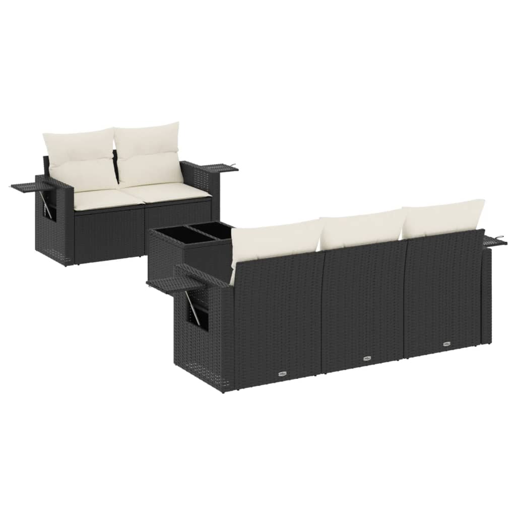 6-delige Loungeset met kussens poly rattan zwart is nu te koop bij PeponiXL, paradijselijk wonen!