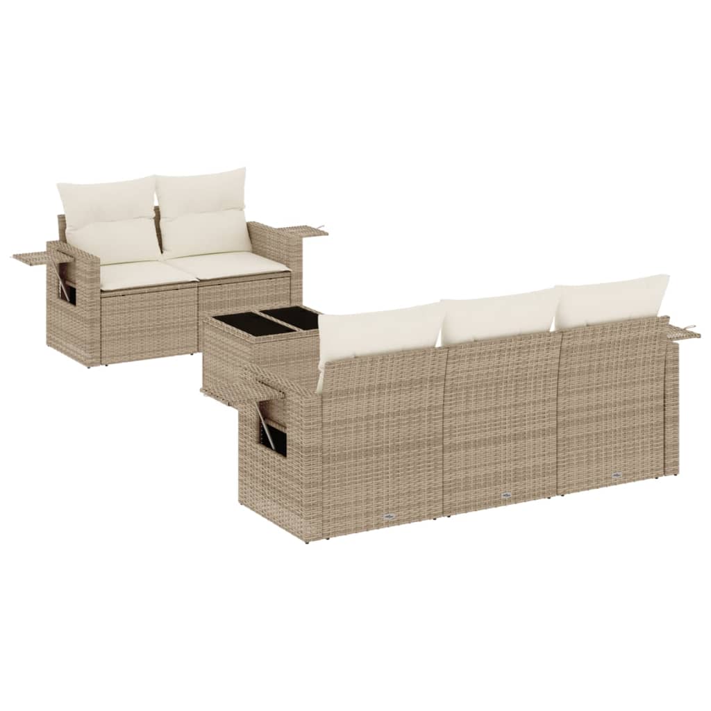 6-delige Loungeset met kussens poly rattan beige is nu te koop bij PeponiXL, paradijselijk wonen!
