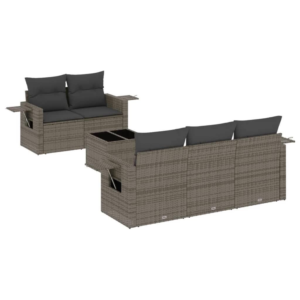 6-delige Loungeset met kussens poly rattan grijs is nu te koop bij PeponiXL, paradijselijk wonen!
