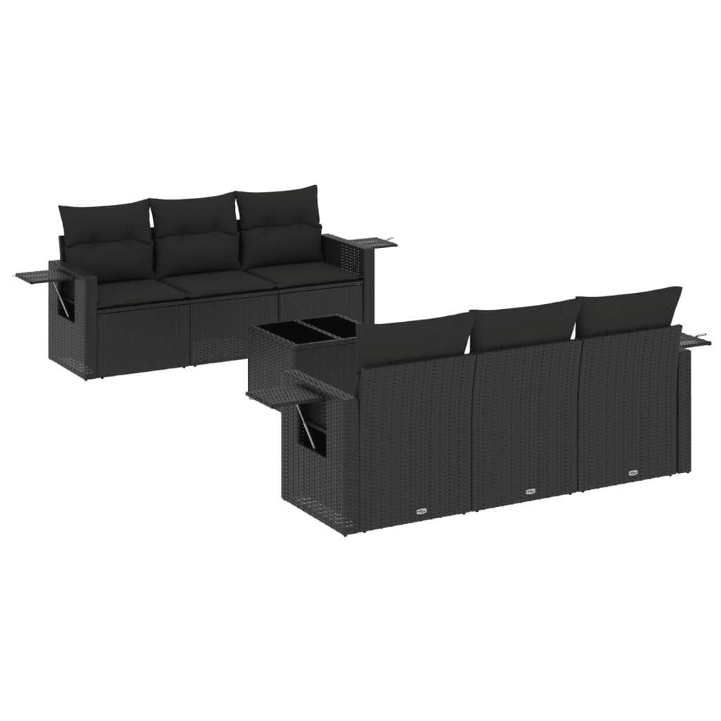 7-delige Loungeset met kussens poly rattan zwart is nu te koop bij PeponiXL, paradijselijk wonen!
