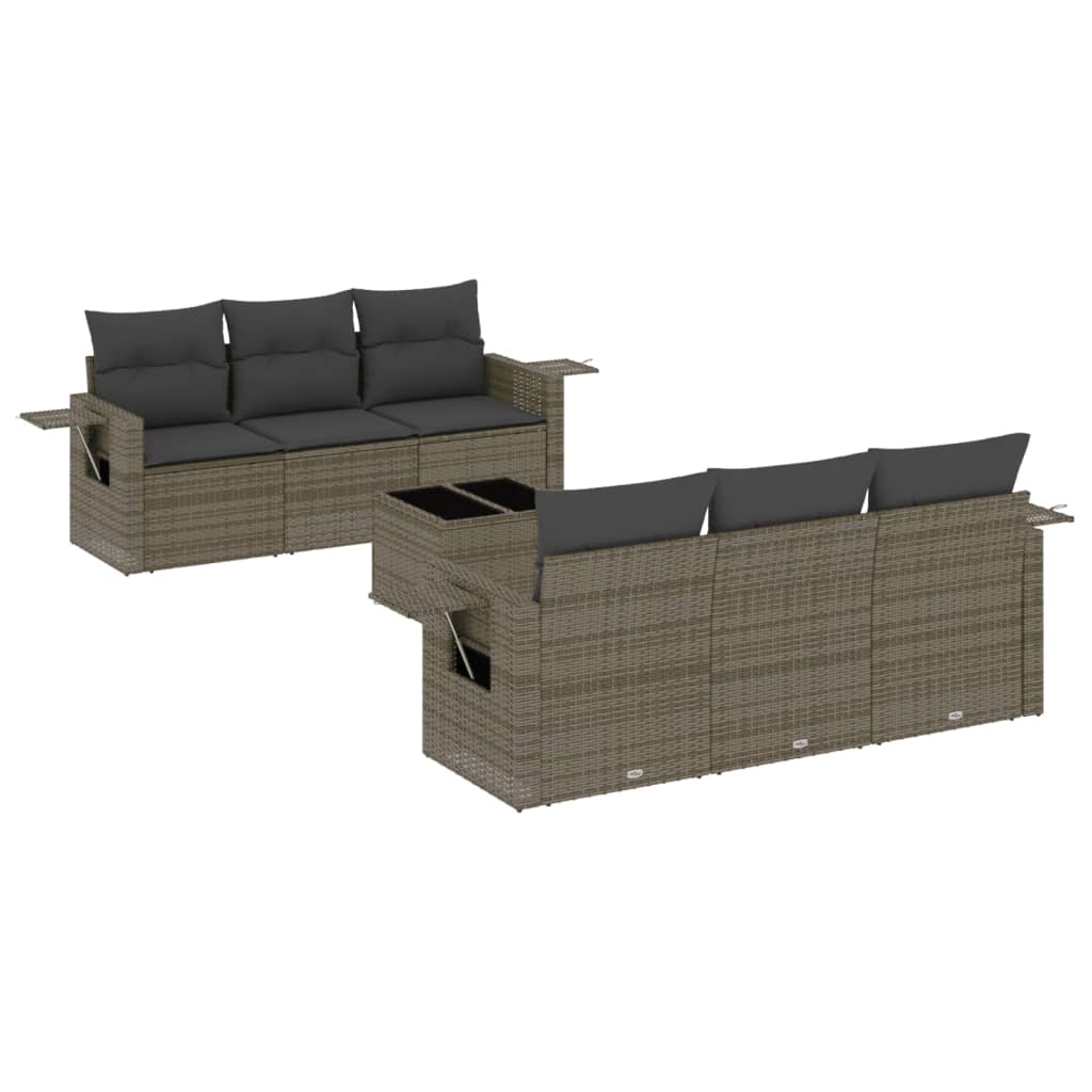 7-delige Loungeset met kussens poly rattan grijs is nu te koop bij PeponiXL, paradijselijk wonen!