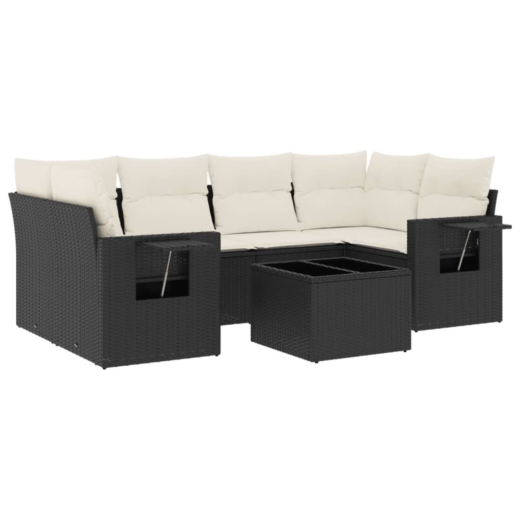 7-delige Loungeset met kussens poly rattan zwart is nu te koop bij PeponiXL, paradijselijk wonen!