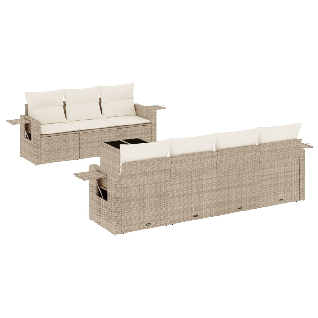 8-delige Loungeset met kussens poly rattan beige is nu te koop bij PeponiXL, paradijselijk wonen!
