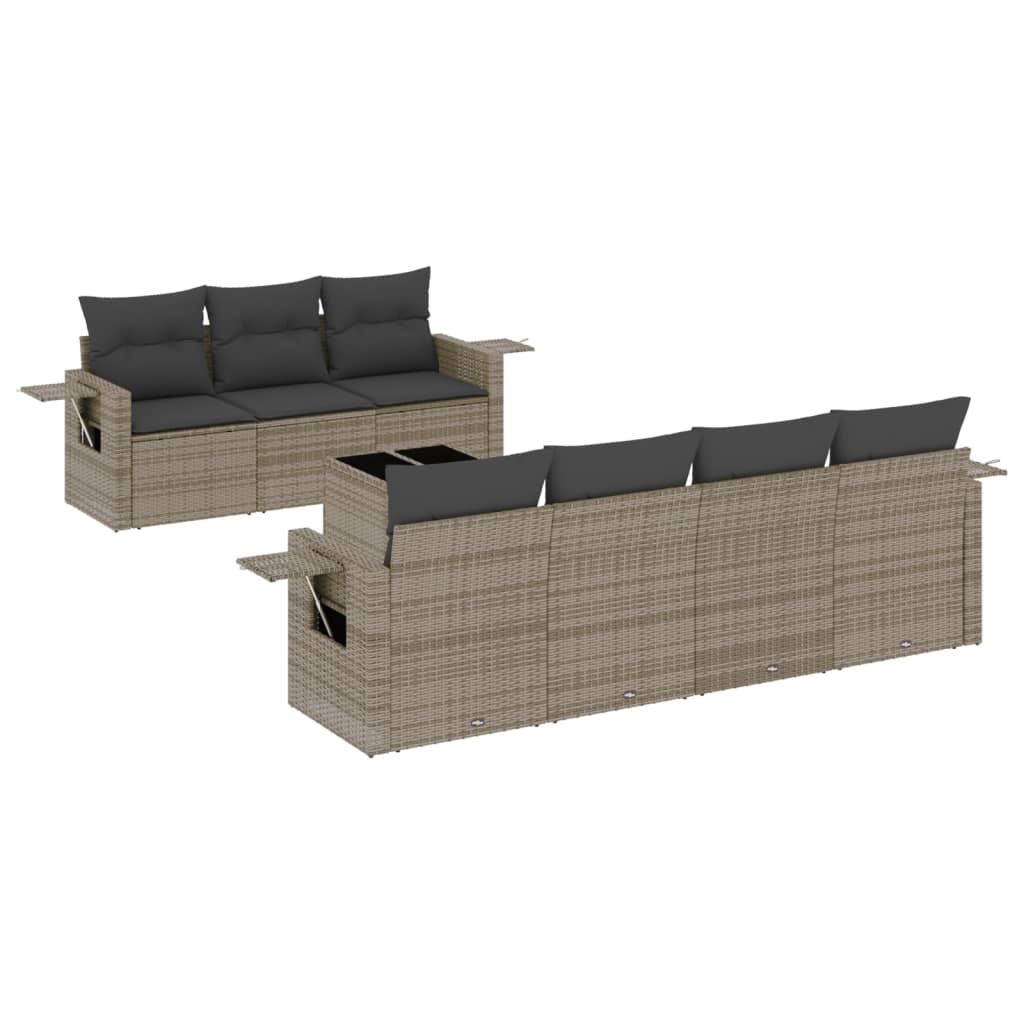 8-delige Loungeset met kussens poly rattan grijs is nu te koop bij PeponiXL, paradijselijk wonen!