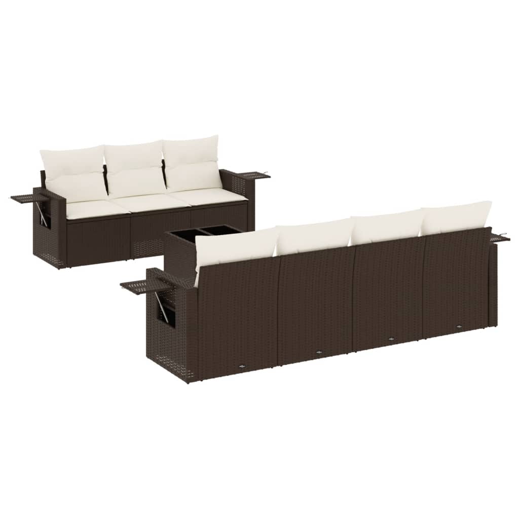 8-delige Loungeset met kussens poly rattan bruin is nu te koop bij PeponiXL, paradijselijk wonen!