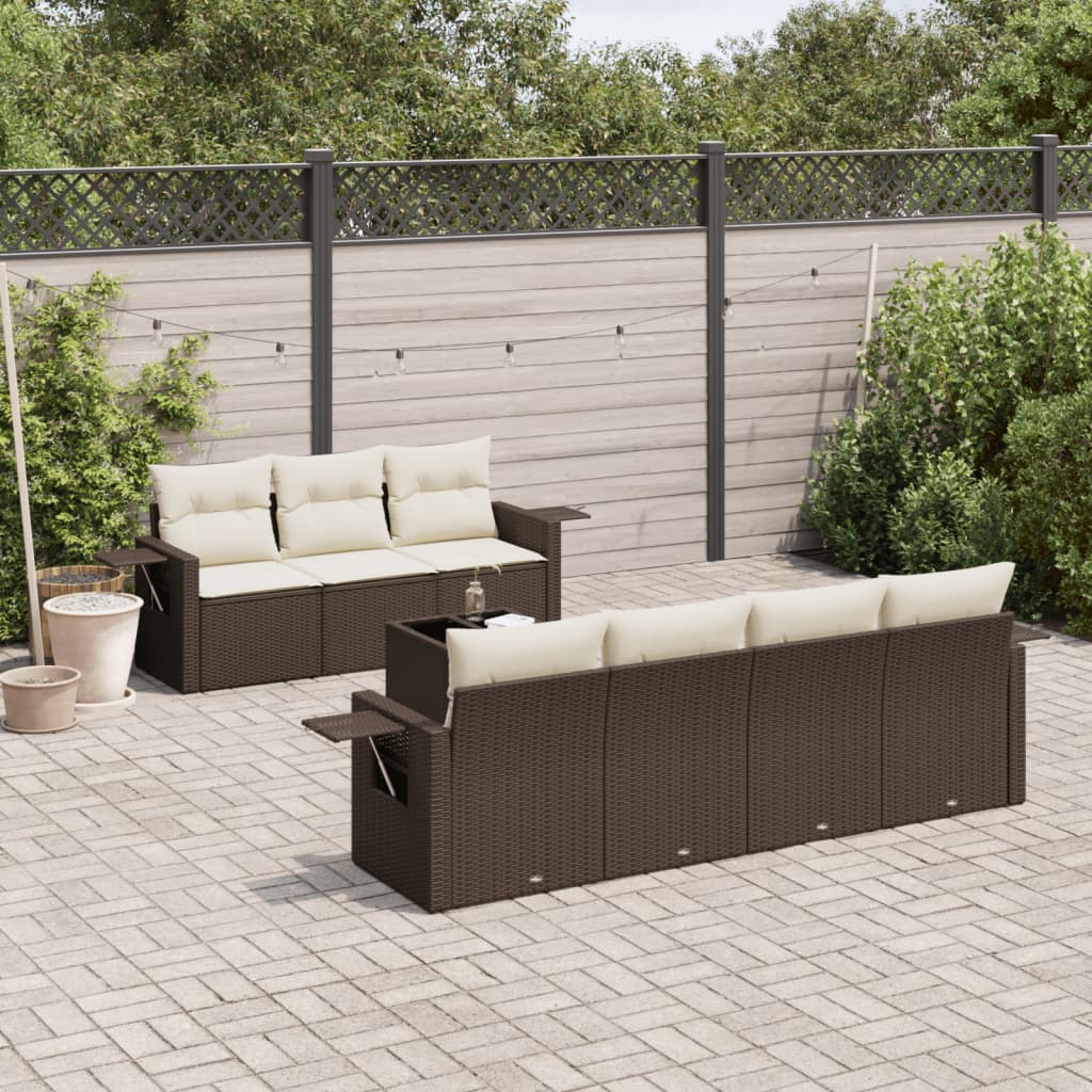 8-delige Loungeset met kussens poly rattan bruin is nu te koop bij PeponiXL, paradijselijk wonen!