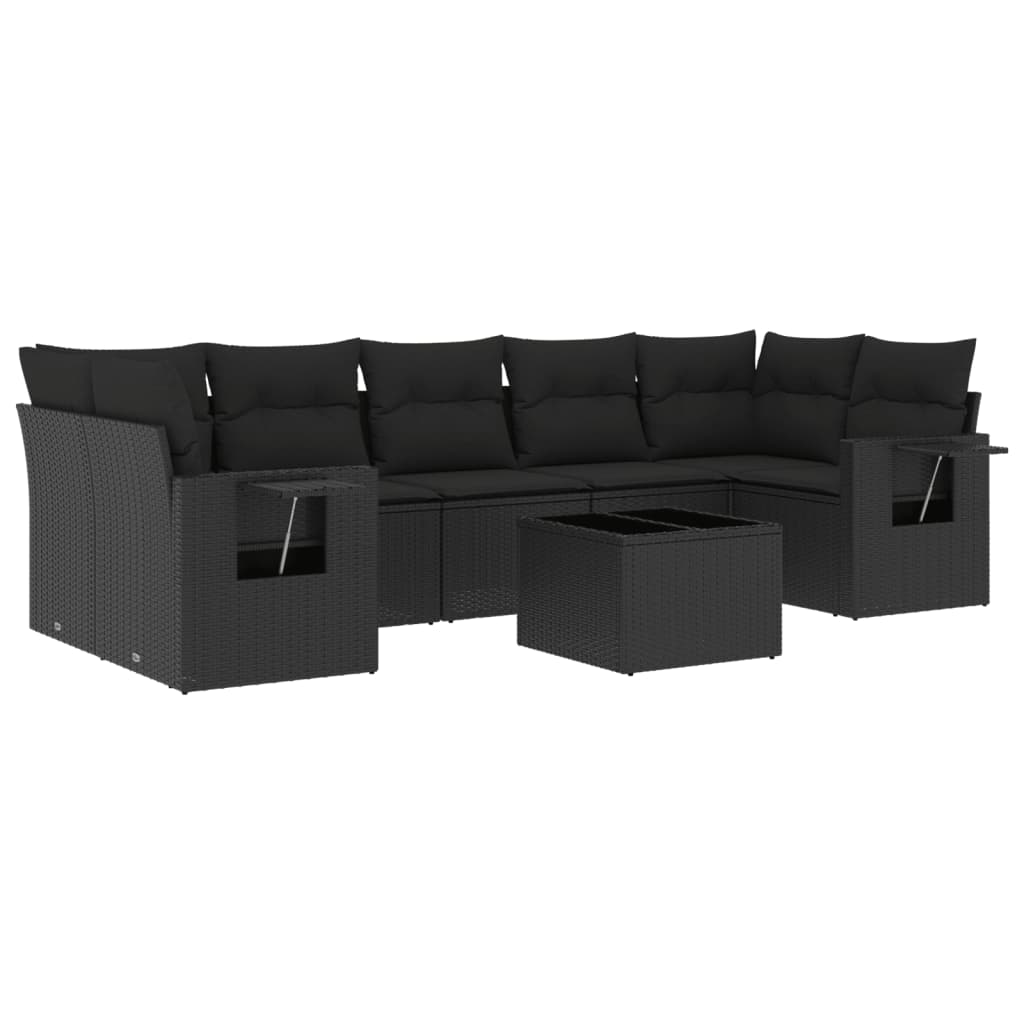 8-delige Loungeset met kussens poly rattan zwart is nu te koop bij PeponiXL, paradijselijk wonen!