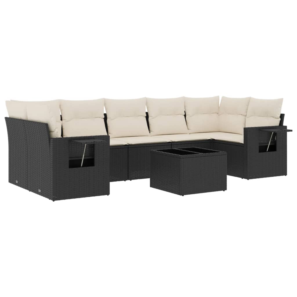 8-delige Loungeset met kussens poly rattan zwart is nu te koop bij PeponiXL, paradijselijk wonen!