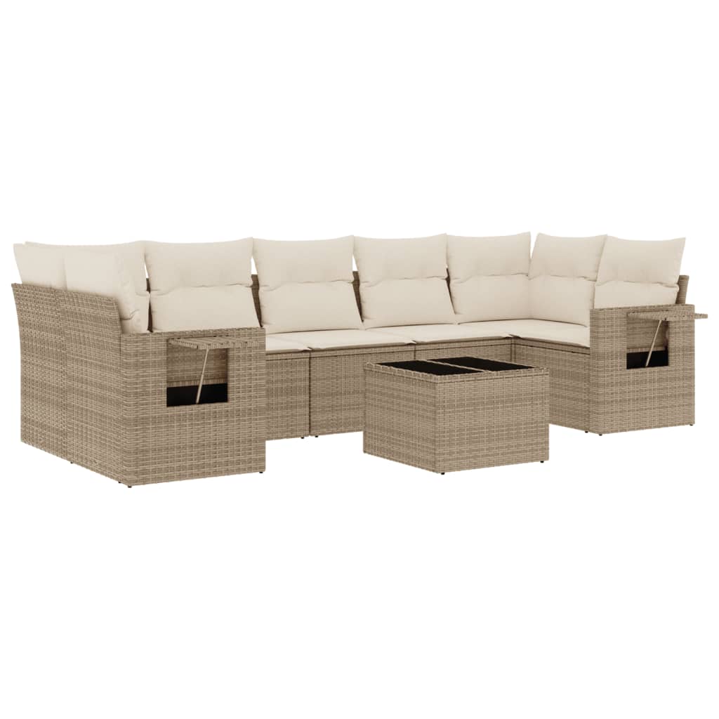 8-delige Loungeset met kussens poly rattan beige is nu te koop bij PeponiXL, paradijselijk wonen!