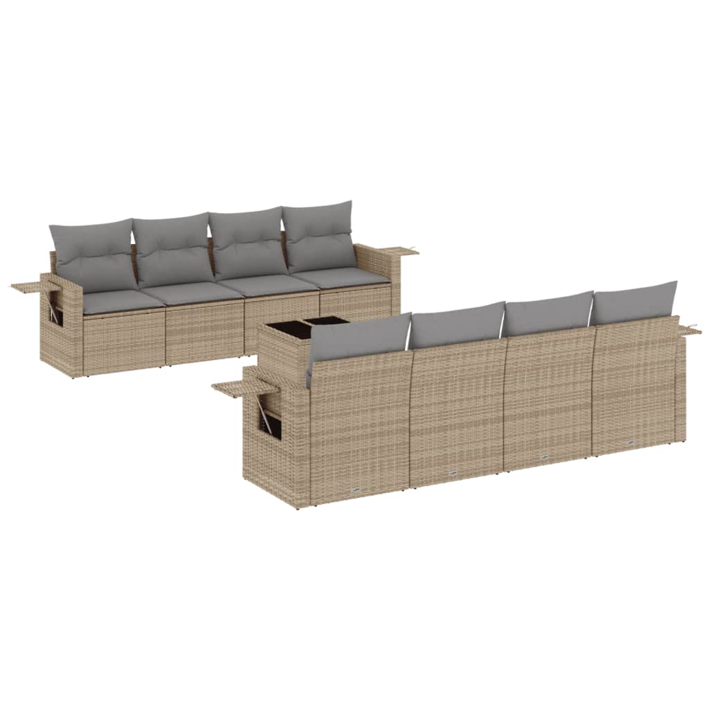9-delige Loungeset met kussens poly rattan beige is nu te koop bij PeponiXL, paradijselijk wonen!