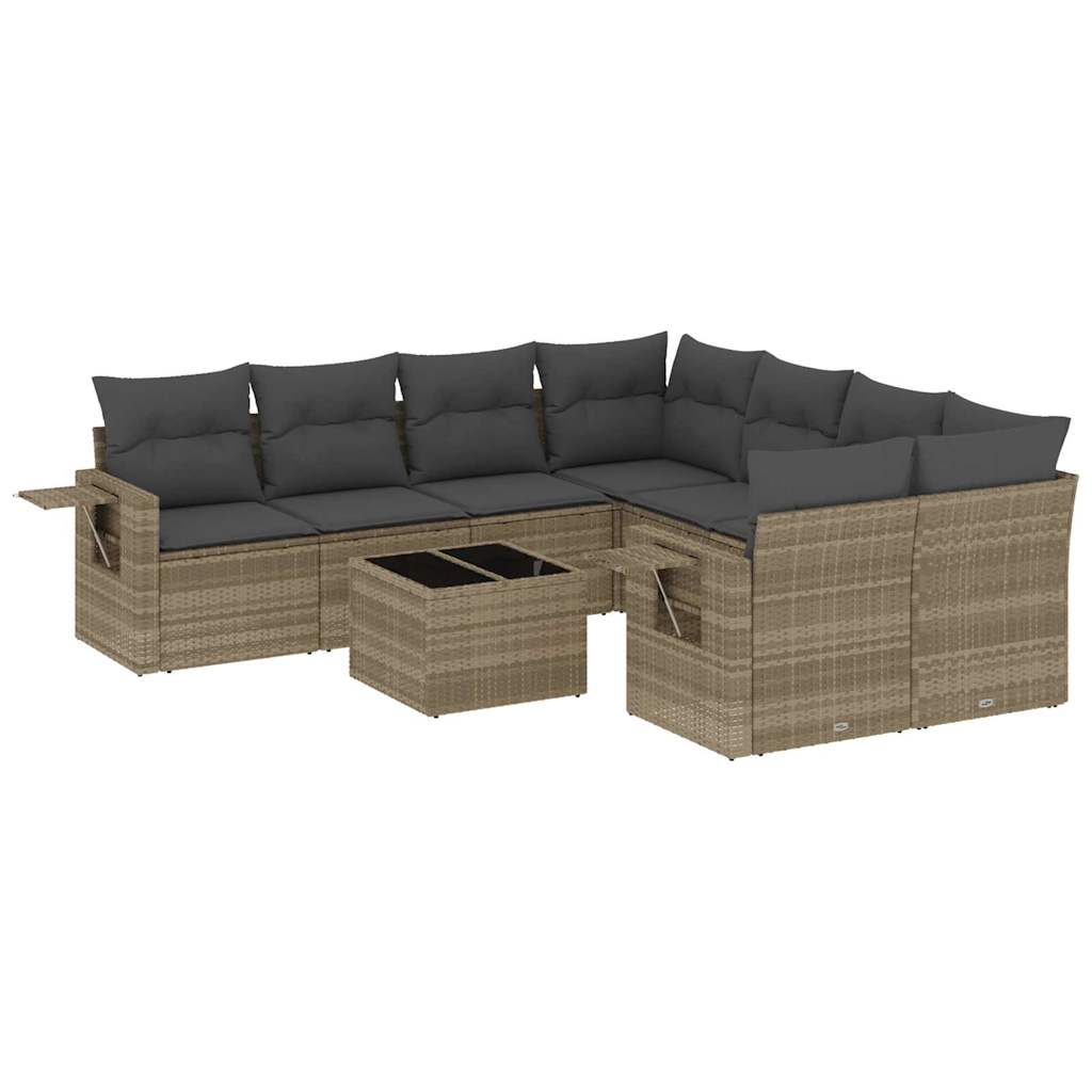 9-delige Loungeset met kussens poly rattan lichtgrijs is nu te koop bij PeponiXL, paradijselijk wonen!