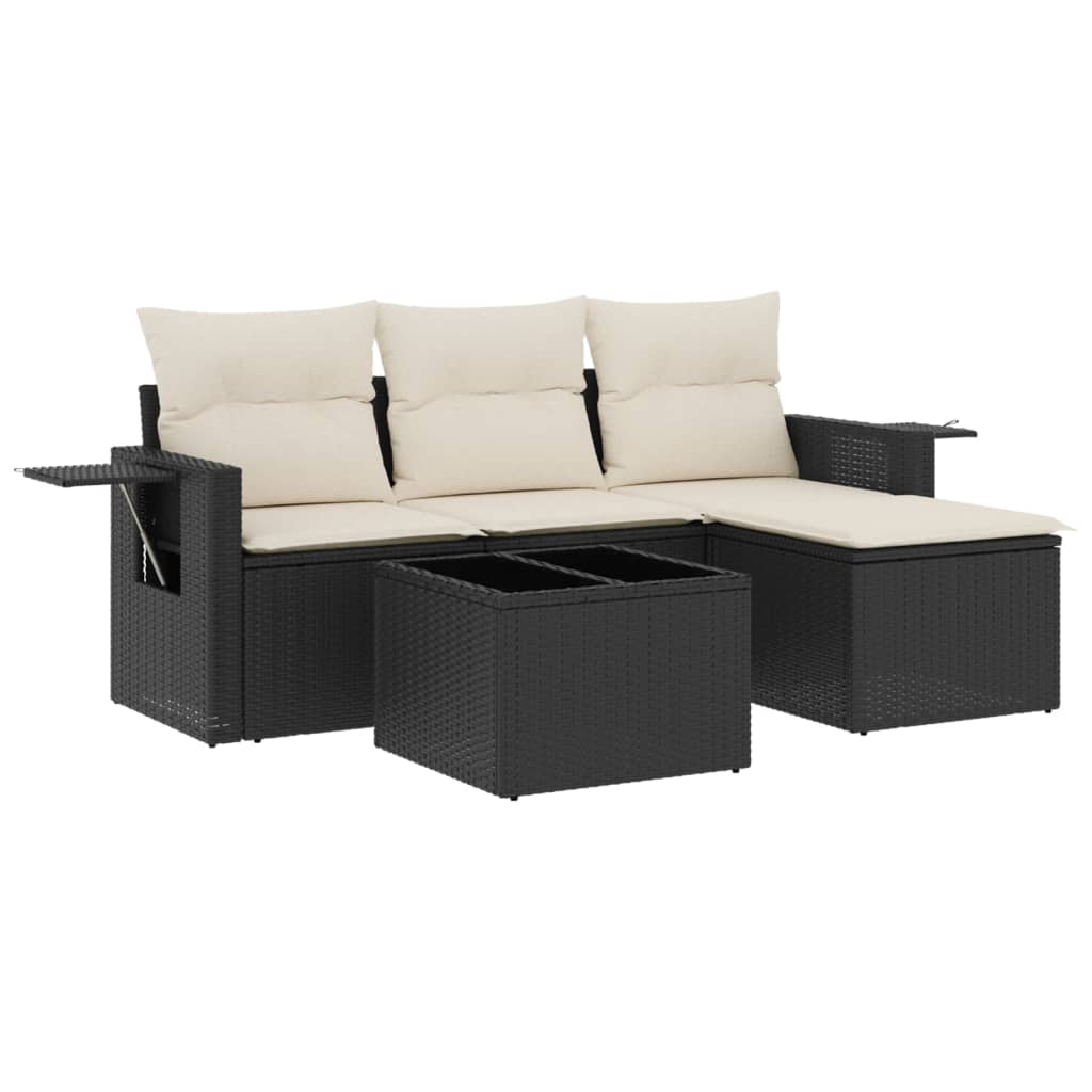 4-delige Loungeset met kussens poly rattan zwart is nu te koop bij PeponiXL, paradijselijk wonen!