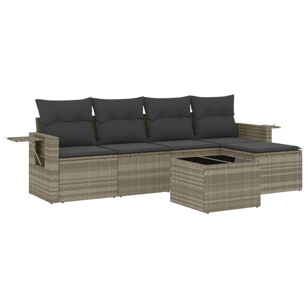 6-delige Loungeset met kussens poly rattan lichtgrijs is nu te koop bij PeponiXL, paradijselijk wonen!
