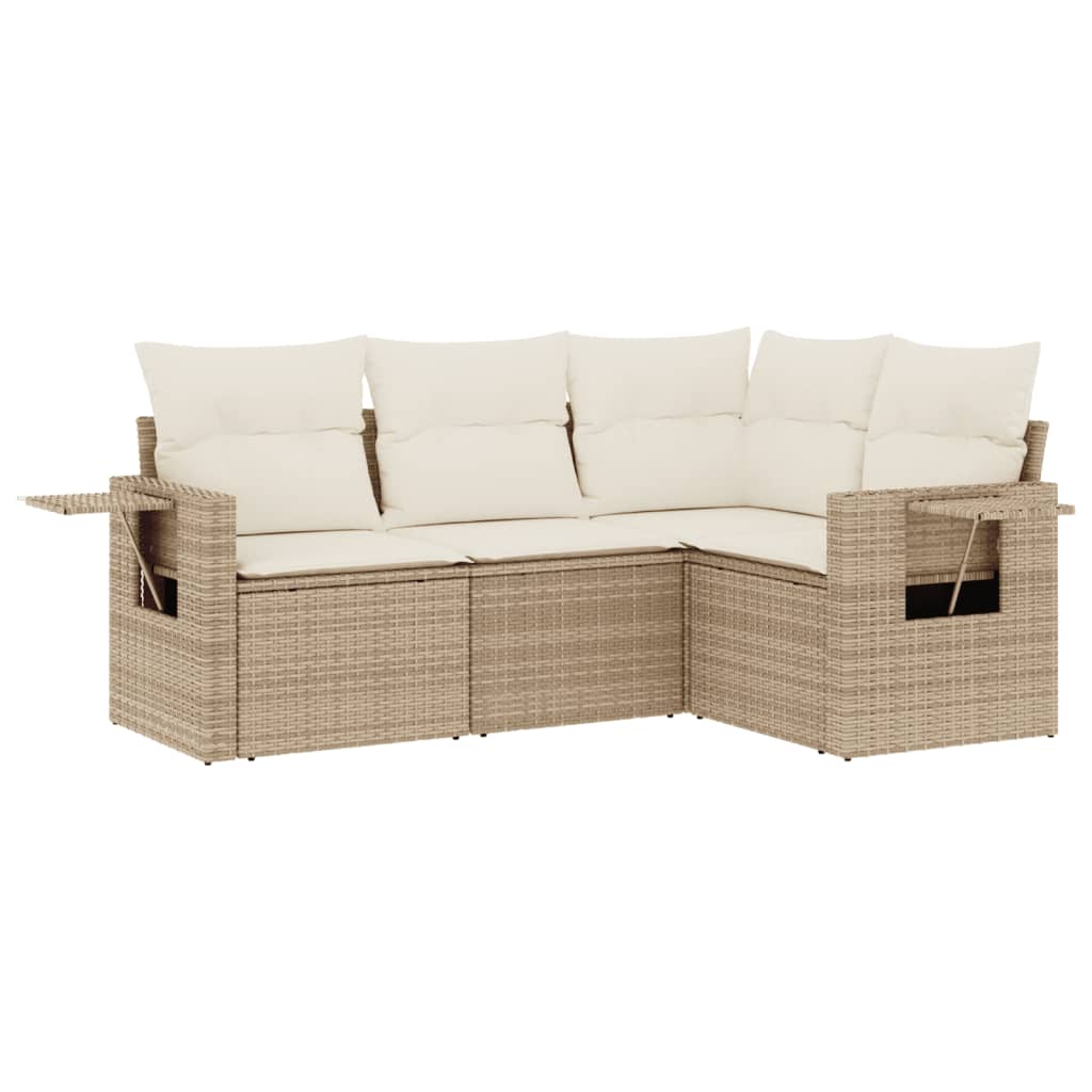 4-delige Loungeset met kussens poly rattan beige is nu te koop bij PeponiXL, paradijselijk wonen!
