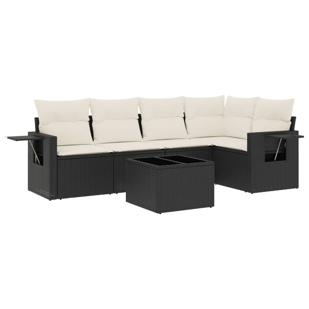 6-delige Loungeset met kussens poly rattan zwart is nu te koop bij PeponiXL, paradijselijk wonen!