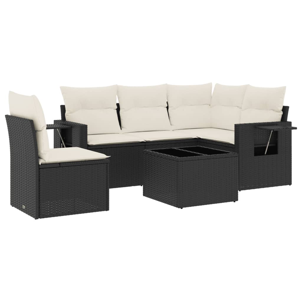 6-delige Loungeset met kussens poly rattan zwart is nu te koop bij PeponiXL, paradijselijk wonen!
