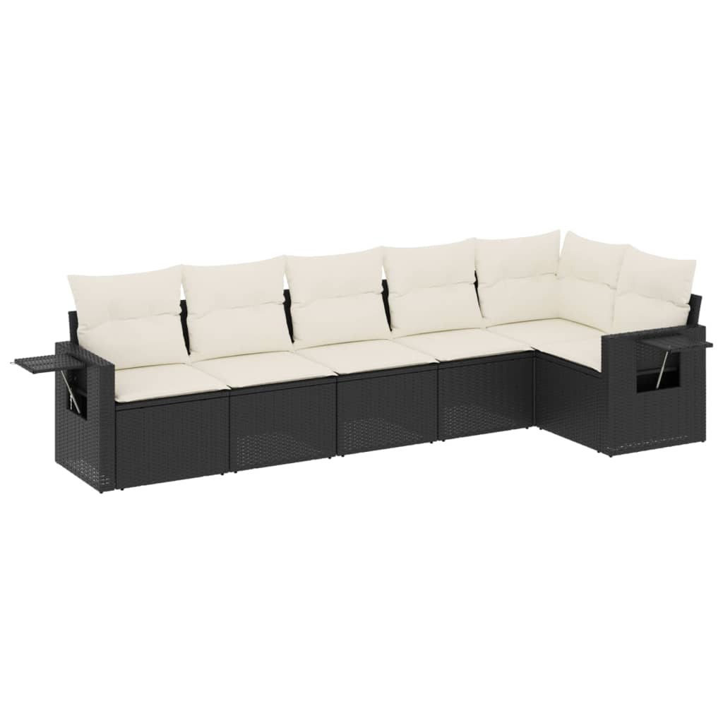 6-delige Loungeset met kussens poly rattan zwart is nu te koop bij PeponiXL, paradijselijk wonen!