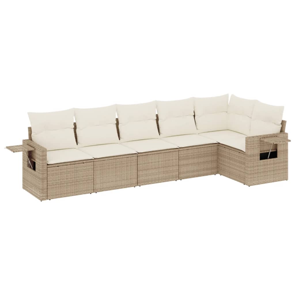 6-delige Loungeset met kussens poly rattan beige is nu te koop bij PeponiXL, paradijselijk wonen!