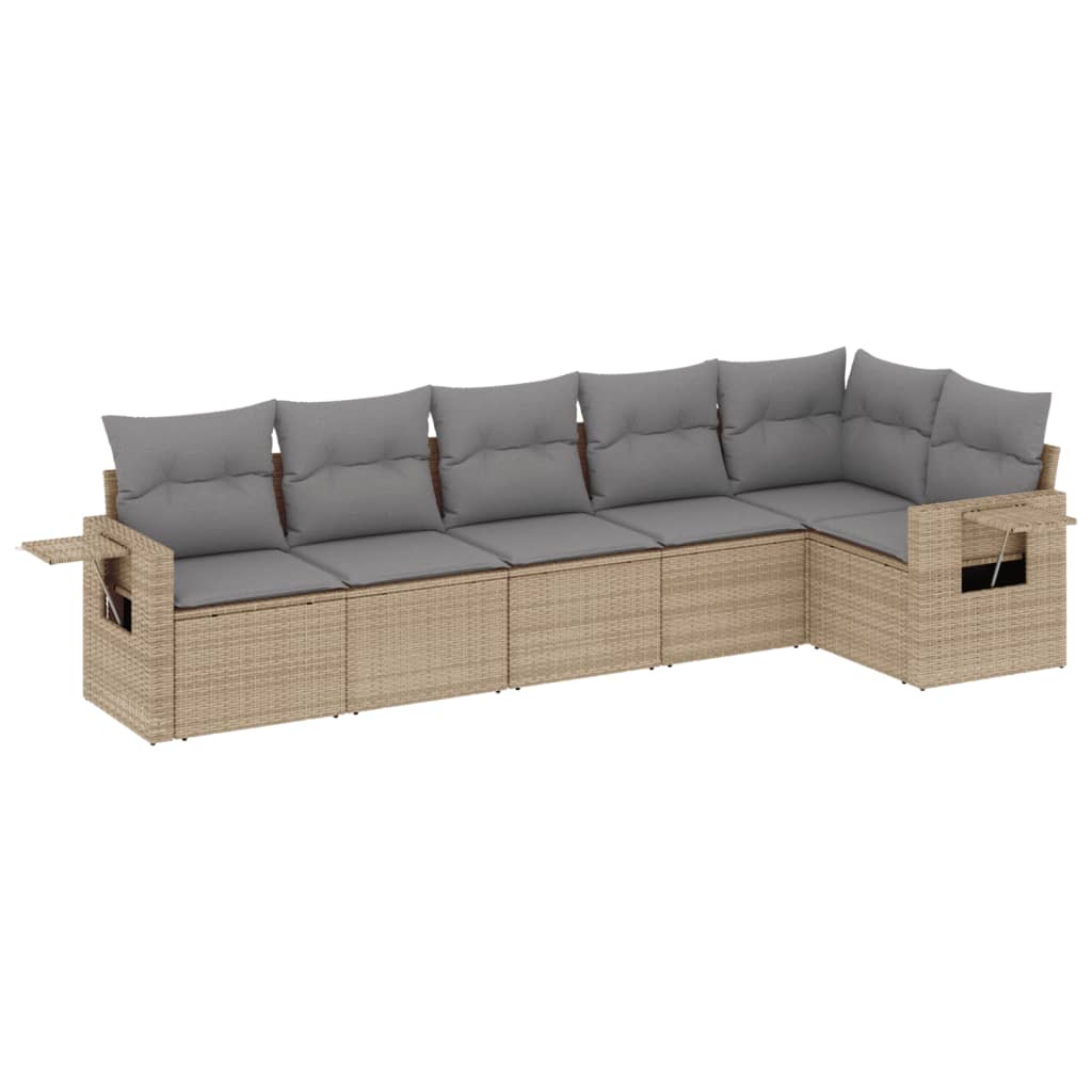 6-delige Loungeset met kussens poly rattan beige is nu te koop bij PeponiXL, paradijselijk wonen!