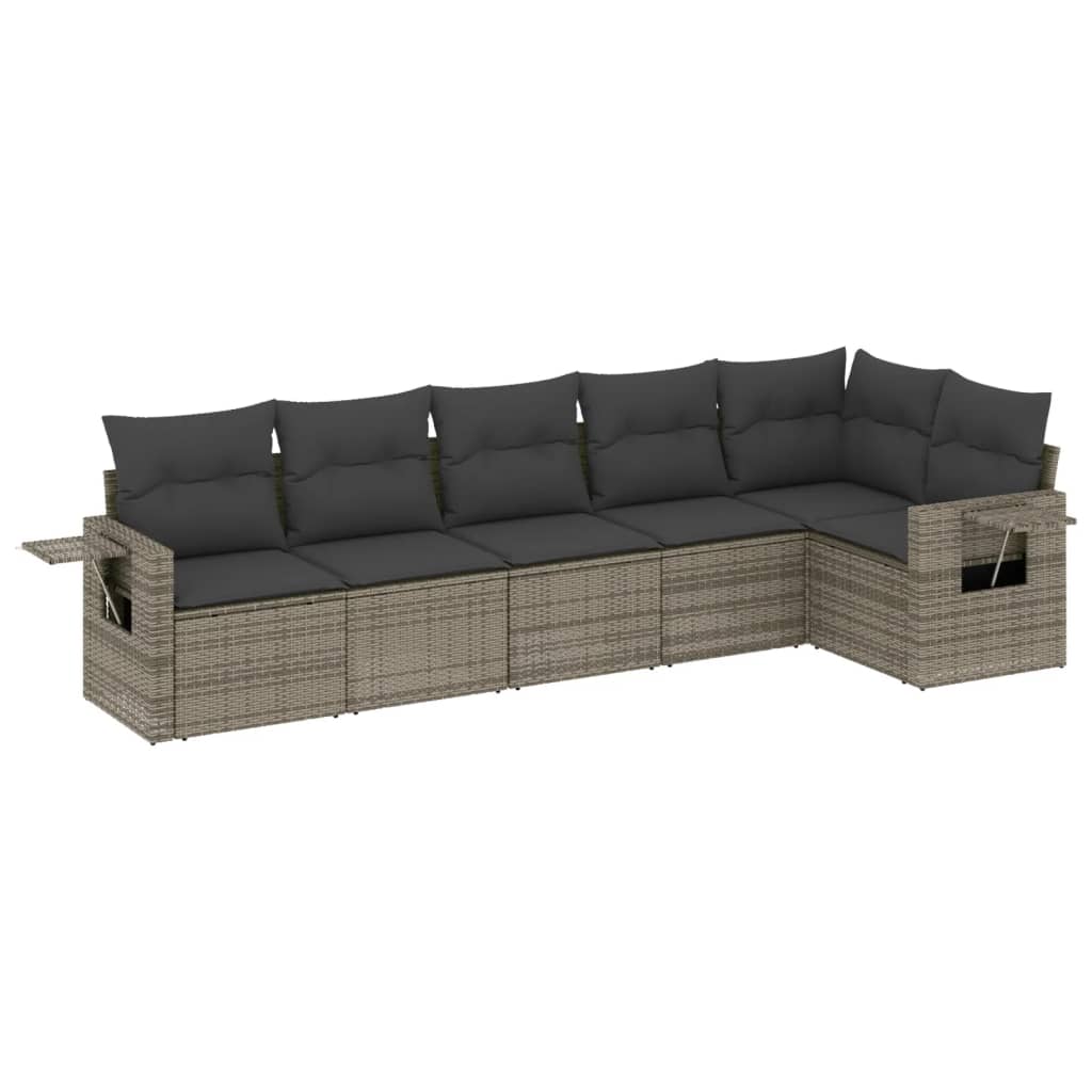 6-delige Loungeset met kussens poly rattan grijs is nu te koop bij PeponiXL, paradijselijk wonen!