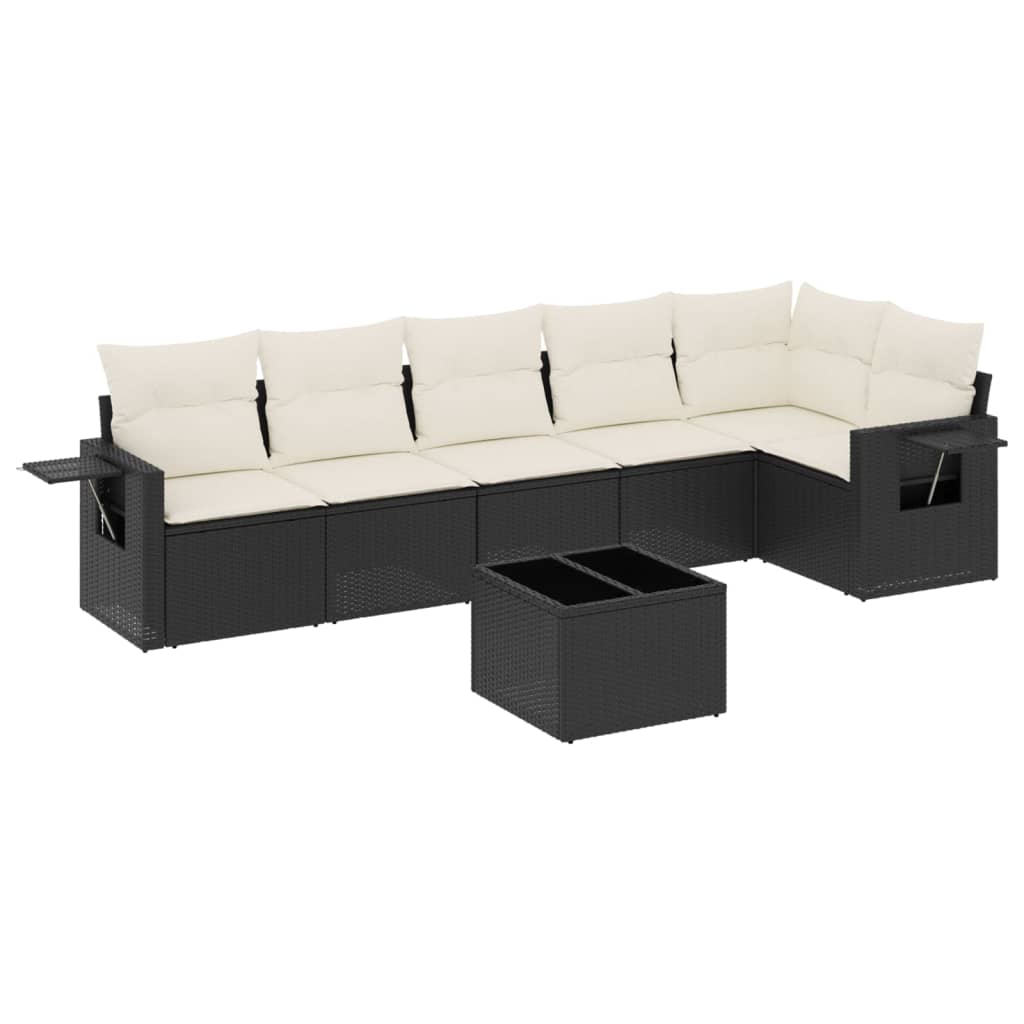 7-delige Loungeset met kussens poly rattan zwart is nu te koop bij PeponiXL, paradijselijk wonen!