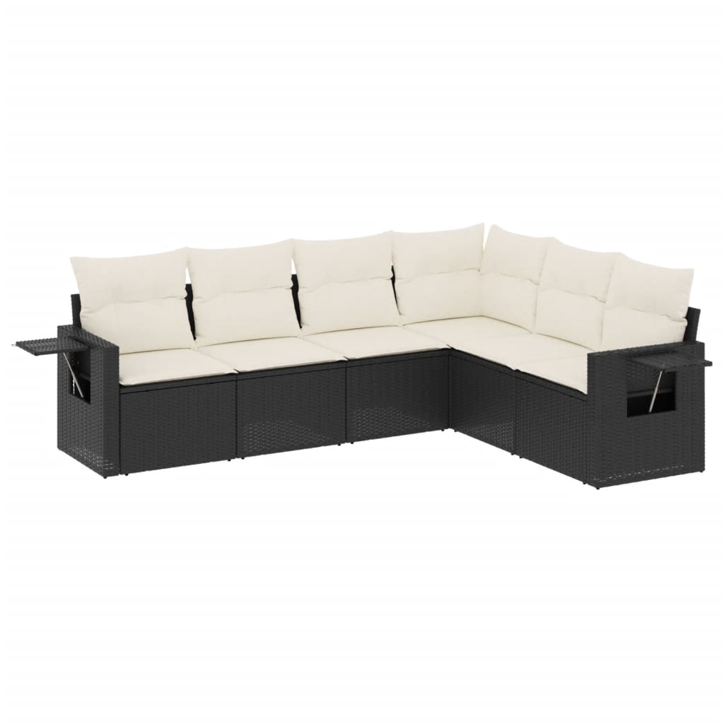 6-delige Loungeset met kussens poly rattan zwart is nu te koop bij PeponiXL, paradijselijk wonen!