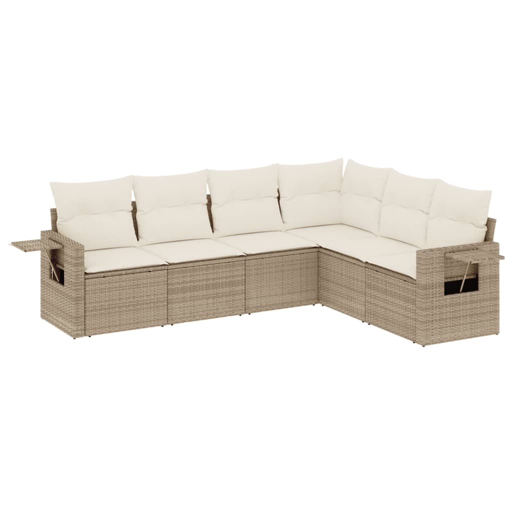 6-delige Loungeset met kussens poly rattan beige is nu te koop bij PeponiXL, paradijselijk wonen!