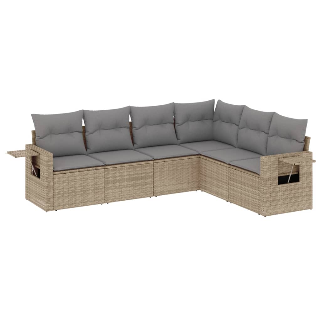 6-delige Loungeset met kussens poly rattan beige is nu te koop bij PeponiXL, paradijselijk wonen!