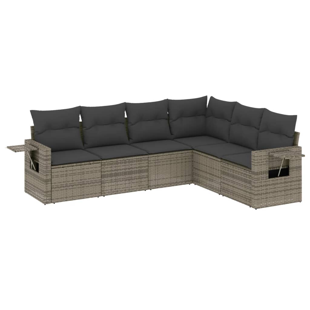 6-delige Loungeset met kussens poly rattan grijs is nu te koop bij PeponiXL, paradijselijk wonen!