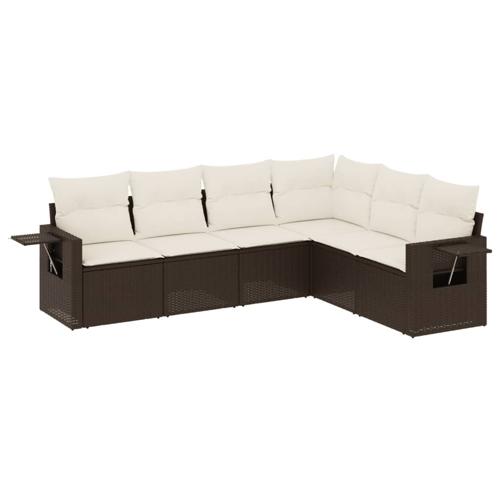 6-delige Loungeset met kussens poly rattan bruin is nu te koop bij PeponiXL, paradijselijk wonen!