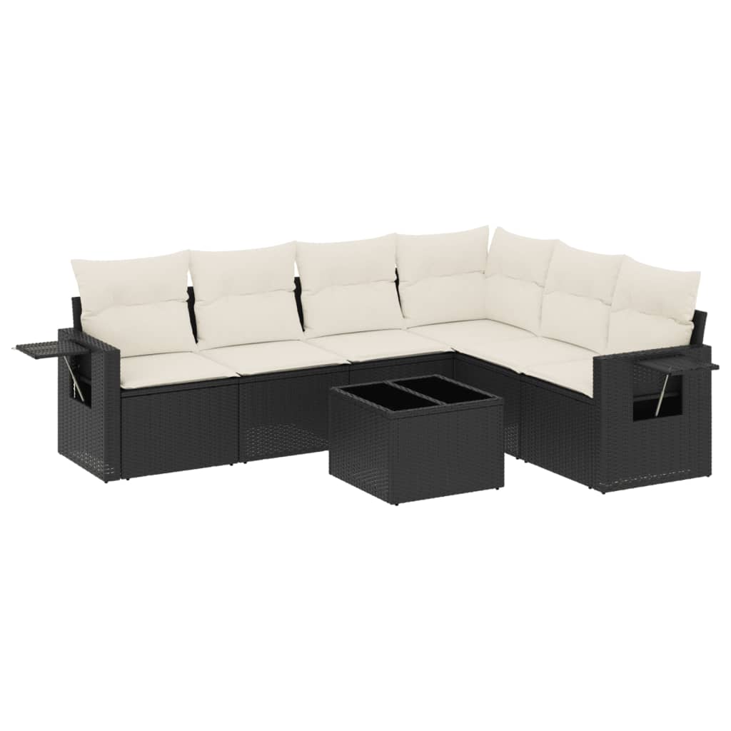 7-delige Loungeset met kussens poly rattan zwart is nu te koop bij PeponiXL, paradijselijk wonen!