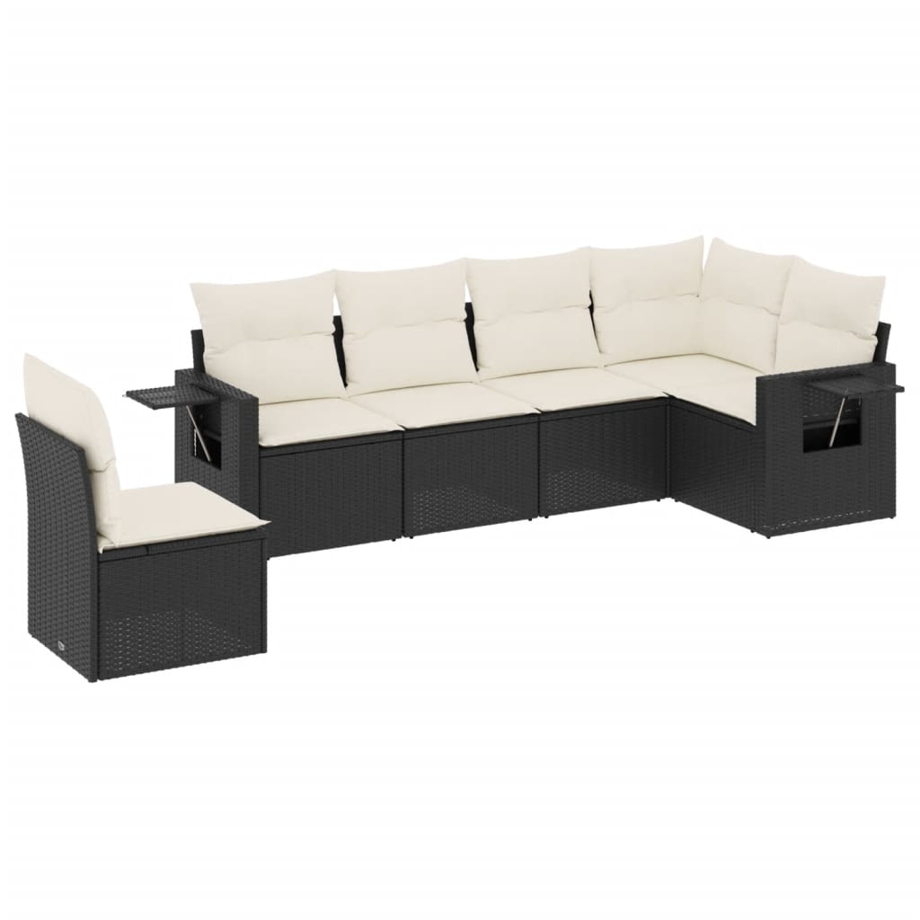 6-delige Loungeset met kussens poly rattan zwart is nu te koop bij PeponiXL, paradijselijk wonen!