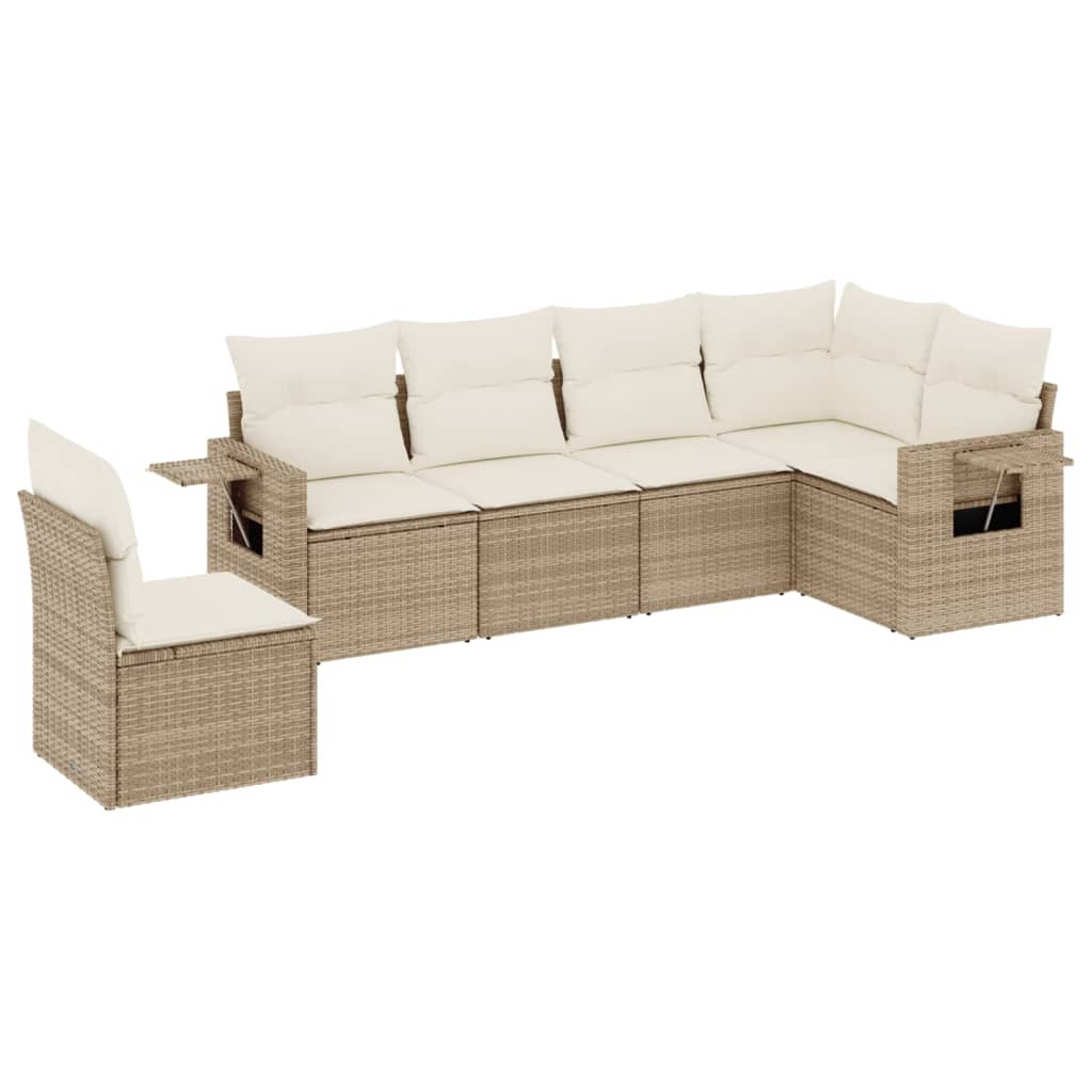 6-delige Loungeset met kussens poly rattan beige is nu te koop bij PeponiXL, paradijselijk wonen!