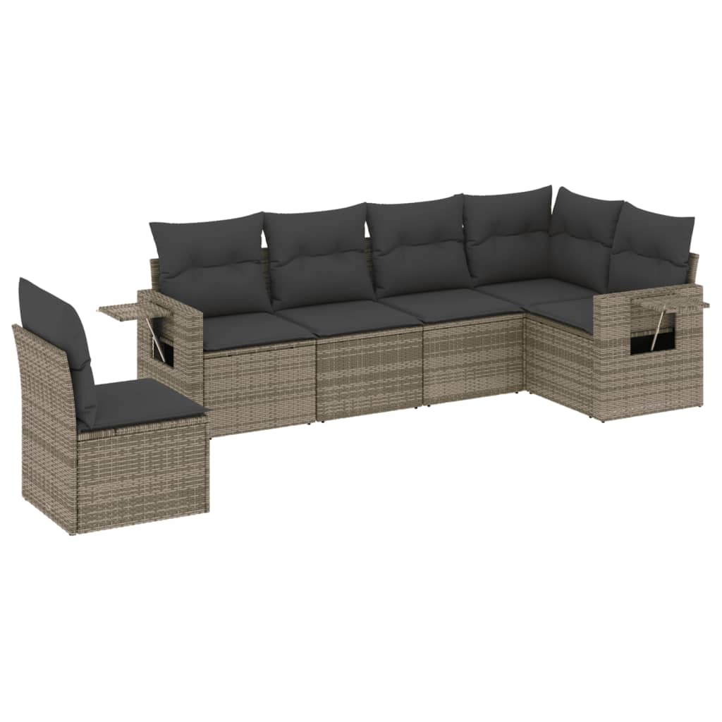 6-delige Loungeset met kussens poly rattan grijs is nu te koop bij PeponiXL, paradijselijk wonen!