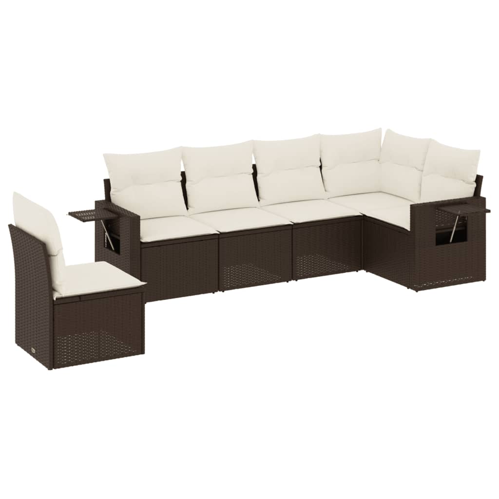 6-delige Loungeset met kussens poly rattan bruin is nu te koop bij PeponiXL, paradijselijk wonen!