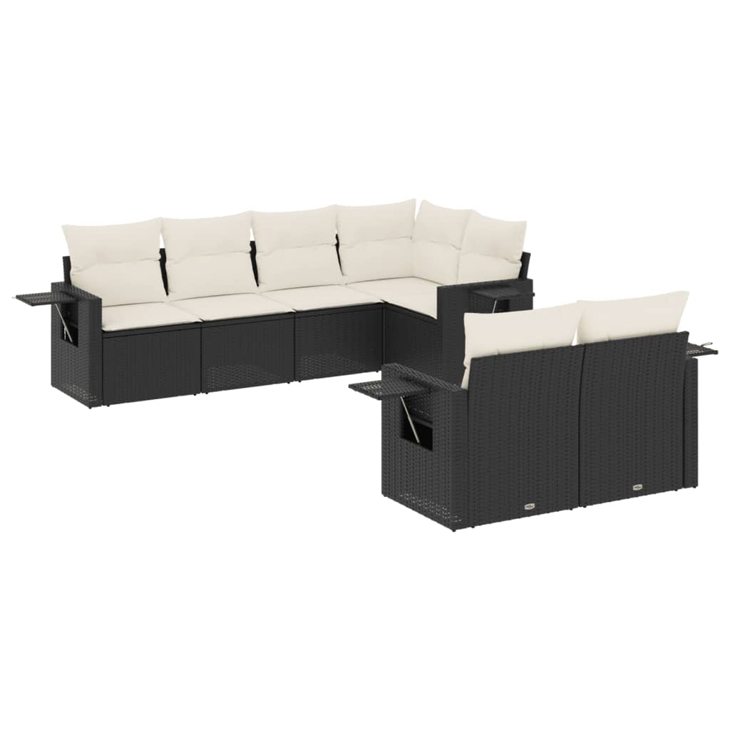 7-delige Loungeset met kussens poly rattan zwart is nu te koop bij PeponiXL, paradijselijk wonen!