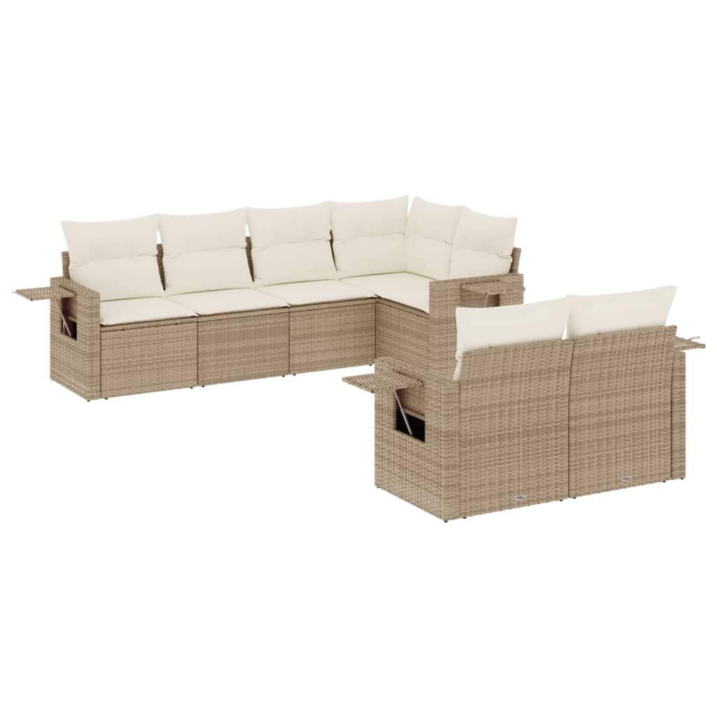 7-delige Loungeset met kussens poly rattan beige is nu te koop bij PeponiXL, paradijselijk wonen!